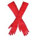 Gants de fête satin rouge, 40 cm