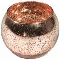 Chaks 0514-79, LOT de 6 Bougeoirs Boule effet métal, Rose Gold