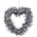 Chaks 0704-21, Grand Coeur creux en plumes 35cm à suspendre, Gris