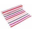 Chaks 0857, Chemin de table Stripes paillettes, Gris-Rouge-Rose 