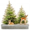 Chaks 10026, Déco Faons/Sapins en bois photoprint sur socle en Ciment 26cm