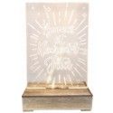Chaks 10163, Plaque acrylique lumineuse leds sur socle bois, Bonnes Fêtes 14cm