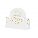 Chaks 10439, Set de 6 Marque-places Calice Communion, Blanc/Or en carton