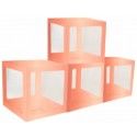 Chaks 11594-79, Lot de 4 Cubes en carton avec film plastique rigide 30x30x30cm, Rose Gold