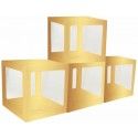 Chaks 11594-81, Lot de 4 Cubes en carton avec film plastique rigide 30x30x30cm, Or