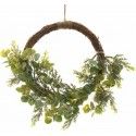 Chaks 12381, Grande Couronne rotin eucalyptus et fougères lumineuse 10 leds Ø 30cm, à suspendre