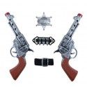 P'TIT Clown re12442, Set de cow boy - 2 revolvers 22 cm, ceinture avec balles et étoile