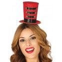 Serre-tête Chapeau haut de forme femme, Rouge & noir