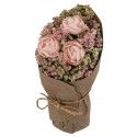 Chaks 13224-03, Déco Bouquet Fleurettes et Roses dans kraft 13cm, Rose
