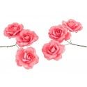 Chaks 13273-39, Set de 6 Roses papier Ø 4,5cm sur tige, Pink Lady