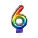 BOUGIE balloon multicolore avec mèche, chiffre 6