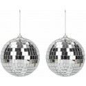 Party Pro 3330910, Lot de 2 petites Boules à facettes 10cm à suspendre, Argent