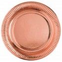 Sachet de 6 Assiettes rondes métallisées carton 23cm brillant Rose Gold