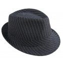 P'TIT Clown re40388, Chapeau Borsalino en tissu taille adulte, rayé noir et blanc 