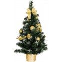 Petit sapin de Noël artificiel enneigé 43186 avec décos Dorées, 60 cm