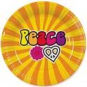 Paquet de 8 Assiettes Hippie peace en carton 23cm