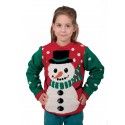 P'TIT Clown re48110, Pull de Noël enfant vert et rouge bonhomme de neige, taille 4/6 ans