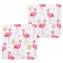 Sachet de 20 Serviettes Flamants Roses, rose et or 33 x 33 cm