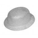 P'TIT Clown re63541 - Chapeau plastique Melon adulte, paillettes argent