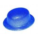 P'TIT Clown re63544 - Chapeau plastique Melon adulte, paillettes bleu