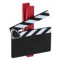 Lot 6 CLAP marque-places Hollywood en Bois sur pince ROUGE