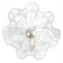 SANTEX 6834-1, Sachet de 10 Broches Fleur dentelle 4 cm avec perle