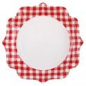 Paquet de 10 Assiettes vintage A LA CAMPAGNE vichy, Rouge