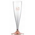 Sachet de 6 Flûtes pied ROSE GOLD âge 60 ans