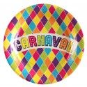 SANTEX 7358-99, Lot de 10 assiettes Carnaval arlequin 22,5cm multicolores