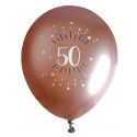 Sachet de 6 ballons Age étincelant 30cm, Rose Gold 50 ANS