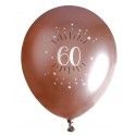 Sachet de 6 ballons Age étincelant 30cm, Rose Gold 60 ANS