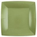 Lot de 10 Assiettes Carrées carton compostables 23x23cm, vert Sauge