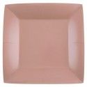 Lot de 10 Assiettes Carrées carton compostables 23x23cm, Rose Gold