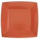 Lot de 10 Assiettes Carrées carton compostables 23x23cm, Terracotta