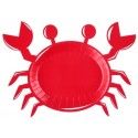 Paquet de 10 Assiettes CRABE Bord de Mer, Rouge