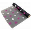 Chaks 76203-111, Chemin de table NOIR Etoiles Shiny, argent-fuchsia 