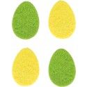 Chaks 77072, Sachet 12 Confettis 4cm en feutrine forme oeuf, jaune et vert 