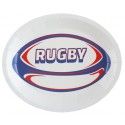 Paquet de 10 Assiettes Rugby 19cm ovales 