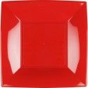Paquet 8 Assiettes à dessert plastique rigide Carré, ROUGE 18 cm
