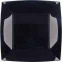 Paquet 8 Assiettes à dessert plastique rigide Carré, NOIR 18 cm