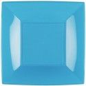 Paquet de 8 assiettes plastique rigide Carré, TURQUOISE 23 cm
