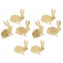 Chaks 80619, Sachet de 8 Lapins en papier doré 3,5cm à disperser