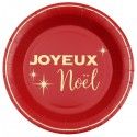 SANTEX 8106-7, Paquet de 10 Assiettes Joyeux Noël chic, 22,5cm rouge