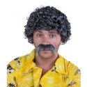 P'TIT Clown re81184 - Perruque et moustache LUCIEN, courte frisée, gris