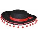 Party Pro 8430022, Chapeau espagnol noir et rouge