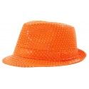 Party Pro 865090617, Chapeau borsalino sequin Néon, Orange