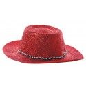 Party Pro 87321205, Chapeau cowboy paillette rouge