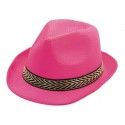 Party Pro 87339, Chapeau borsalino polyester SOUPLE, Rose fuchsia