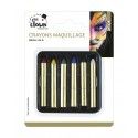 P'TIT Clown re90470 - Crayon maquillage, blister de 6, rouge, jaune, vert, bleu, noir, blanc