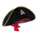 Party Pro 91202, Chapeau de Pirate bicorne noir/or/rouge, adulte